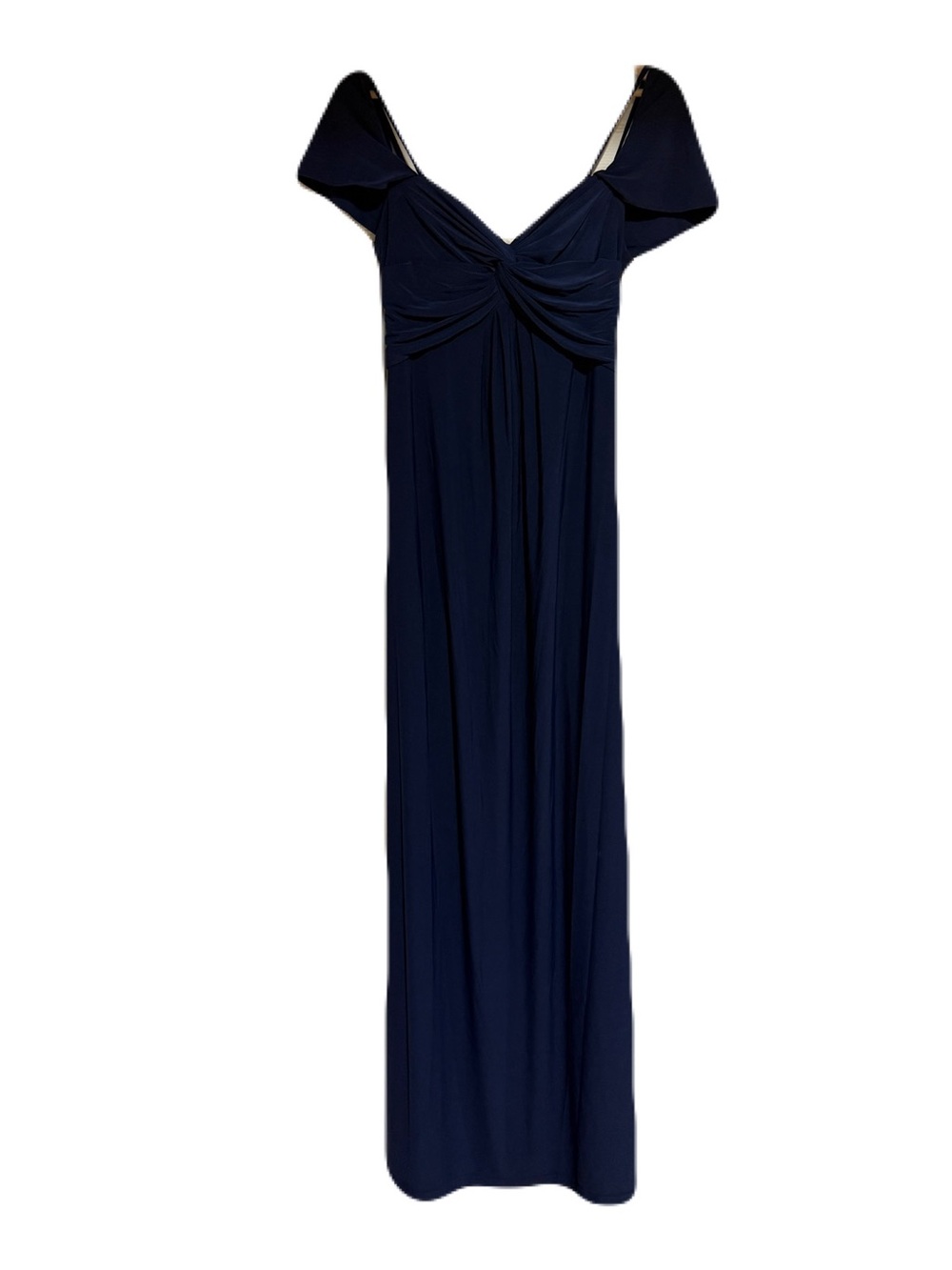 Navy Off-Shoulder Knot Front Bridesmaids Dress David’s Bridal